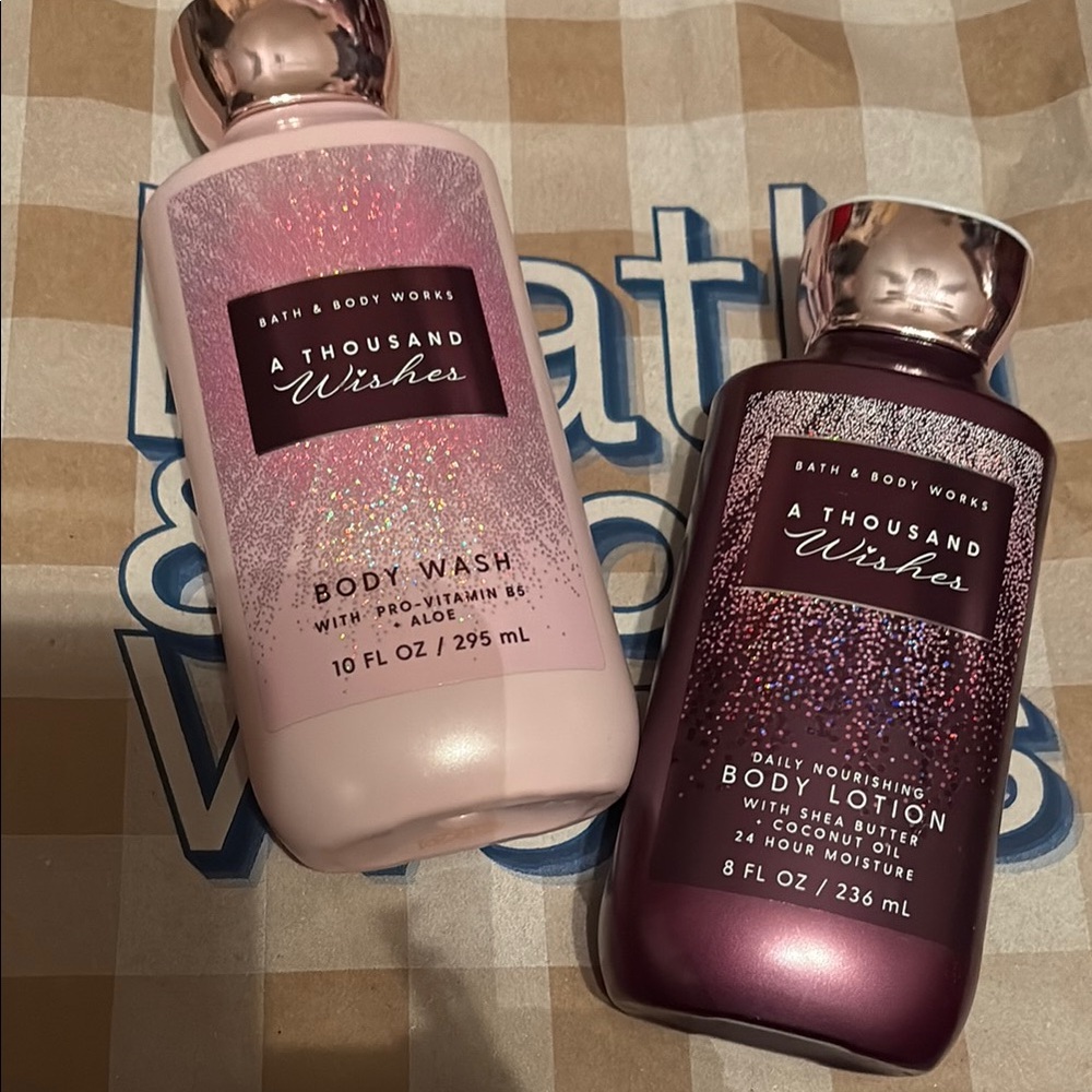 Bath & Body Works A Thousand Wishes Body Wash and Lotion Set - Pink and Purple 🩷